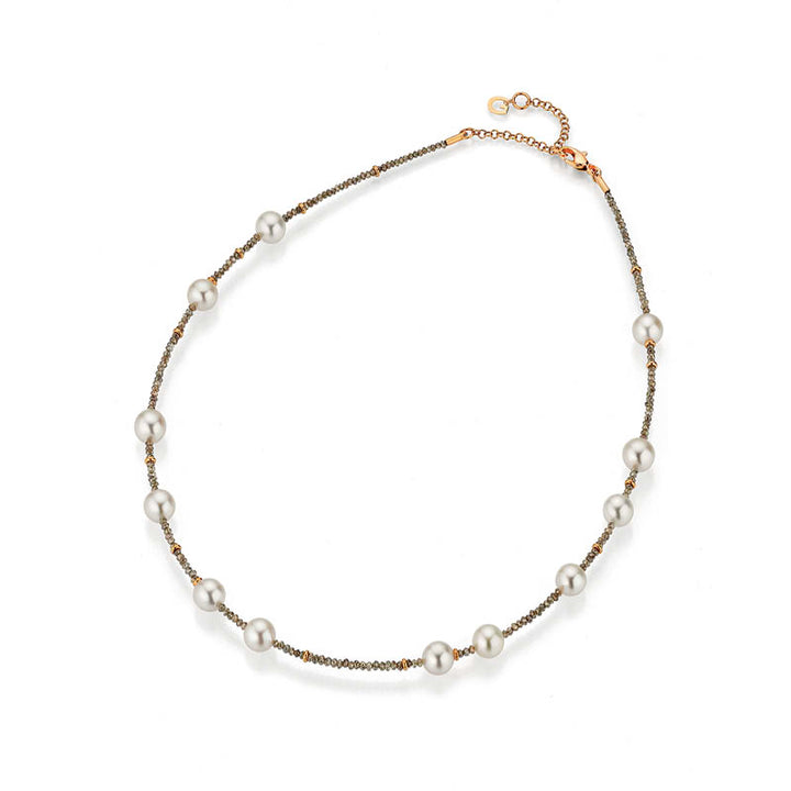 Gellner Castaway Collier 5-22418-01 aus Roségold , Brillanten und Zuchtperlen