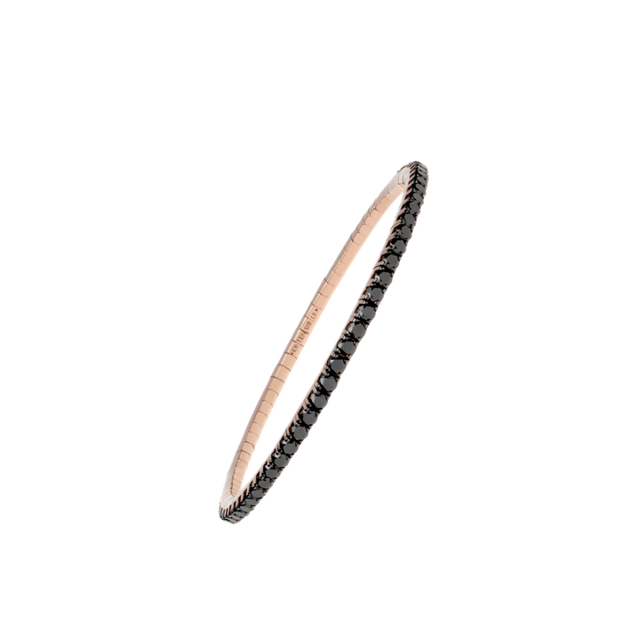 Flexibles Tennisarmband in Roségold, ausgefasst mit 74 schwarzen Brillanten