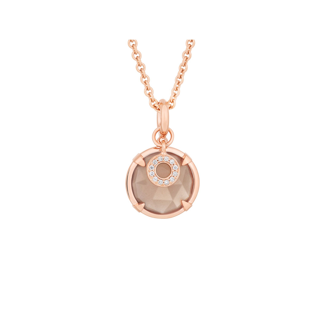 Bron Mira Mira Anhänger 8HR3452MSBBR aus braunem Mondstein mit Diamantkranz.