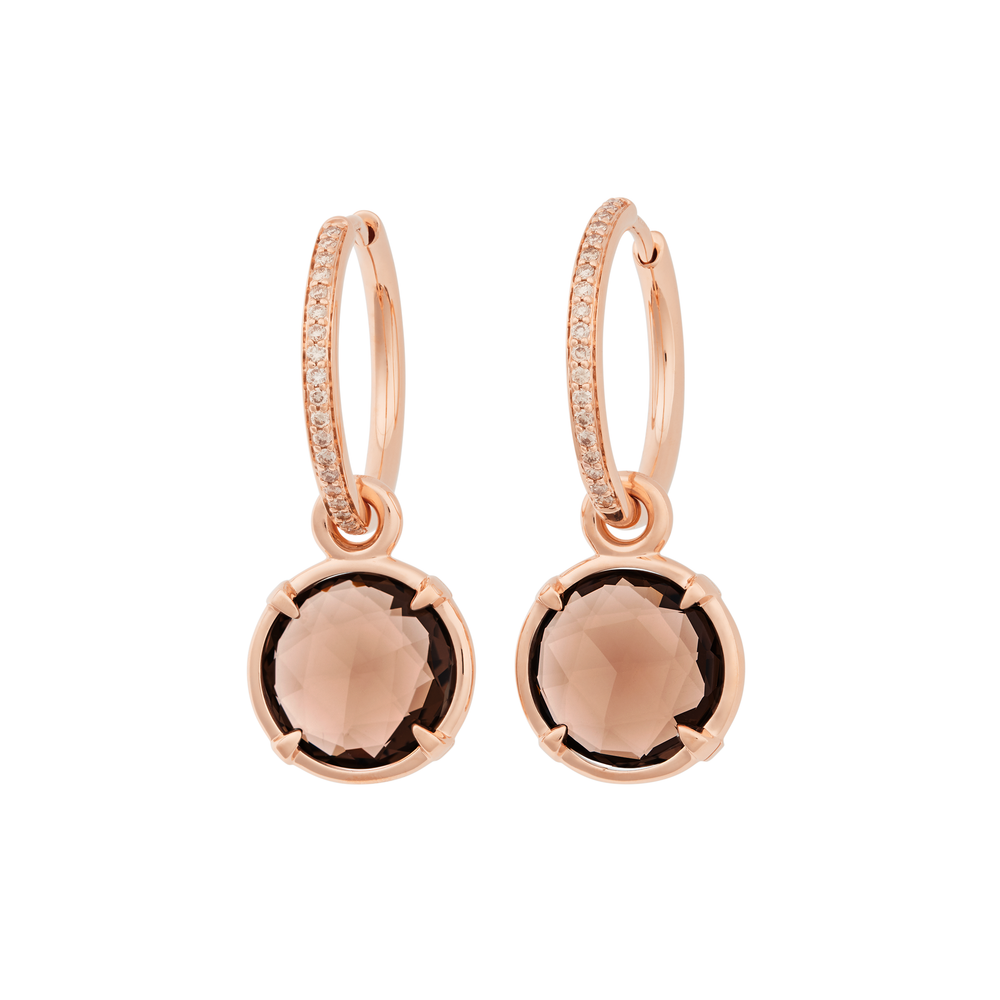 Einhänger für Ohrschmuck von Bron aus der Mira Mira-Kollektion mit der Referenz 8OR4849SQB aus Roségold mit Farbsteinen mit Creolen 