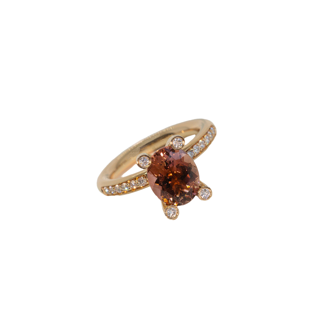 Bron Phlox Ring 4RR4826SRTBR, rosa Turmalin und Diamanten in Roségold gefasst.
