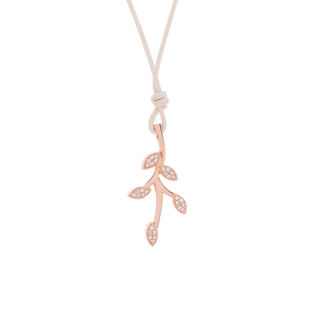 Bron Poppy Petal Anhänger 8HR3454BR025, Astförmiger Anhänger mit Diamant besetzten Blättern. Material 18Karat Roségold