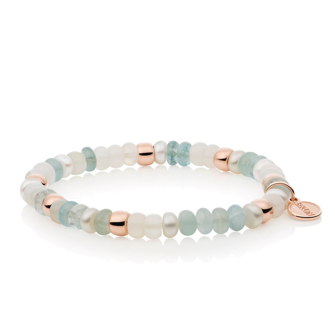 Bron Reflex Armband 8AR3985MIX91 mit Aquamarin, weißem Mondstein, Süßwasserperle
