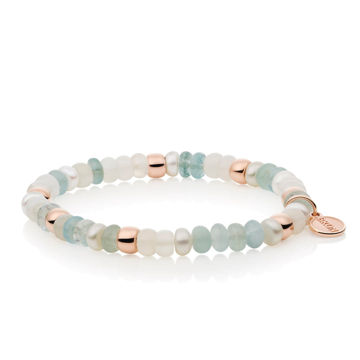 Bron Reflex Armband 8AR3985MIX91 mit Aquamarin, weißem Mondstein, Süßwasserperle