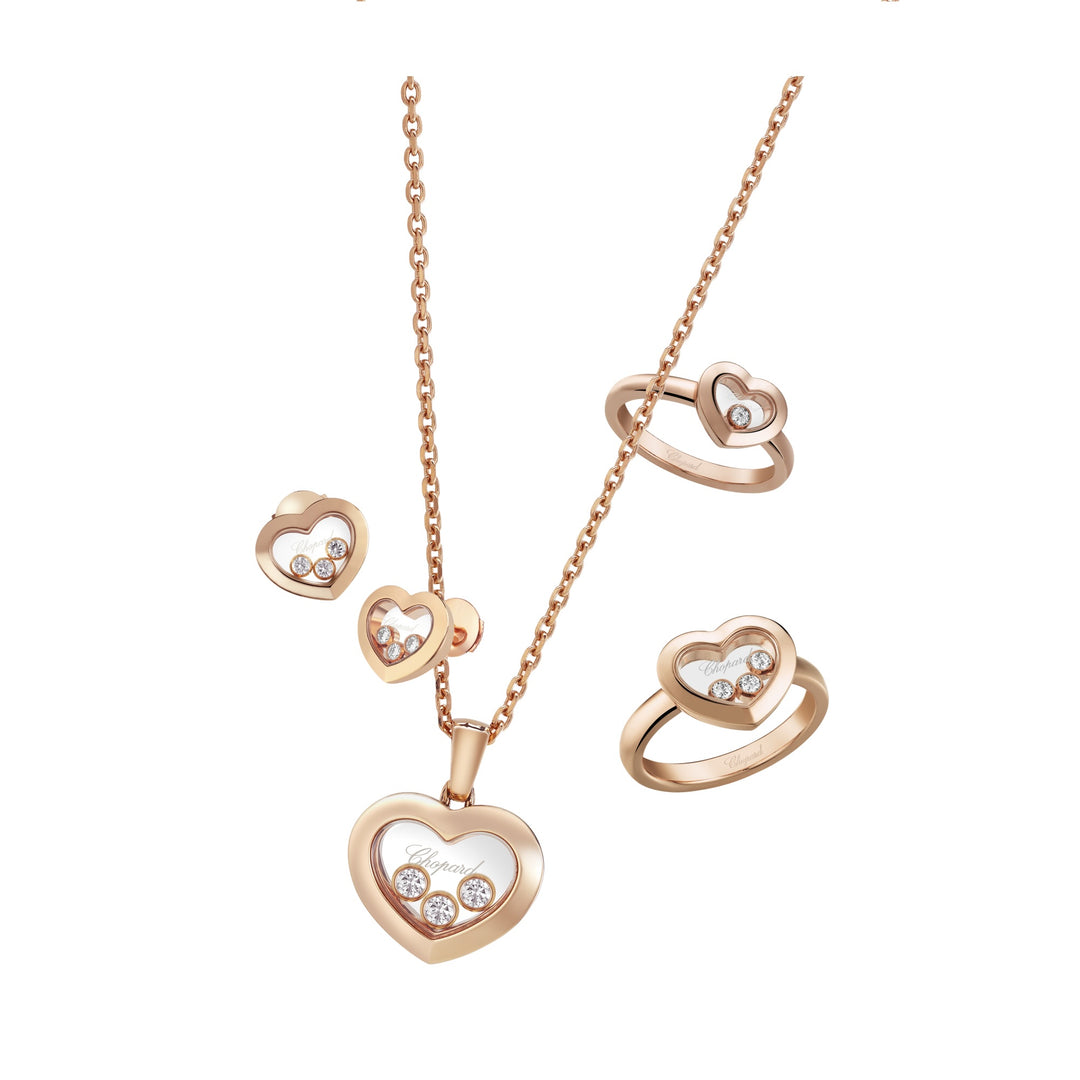 Chopard Collier Happy Diamonds Herz 79A611-5001 aus Roségold und drei beweglichen Happy Diamonds.