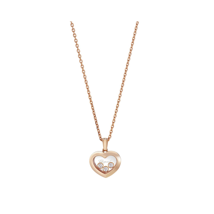 Chopard Collier Happy Diamonds Herz 79A611-5001 aus Roségold und drei beweglichen Happy Diamonds.