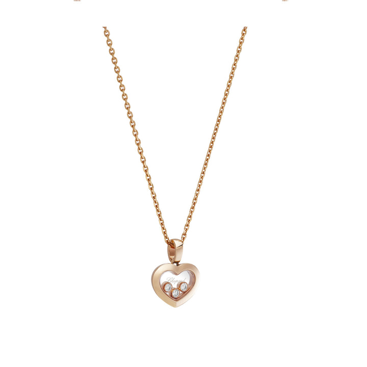 Chopard Collier Happy Diamonds Herz 79A611-5001 aus Roségold und drei beweglichen Happy Diamonds.