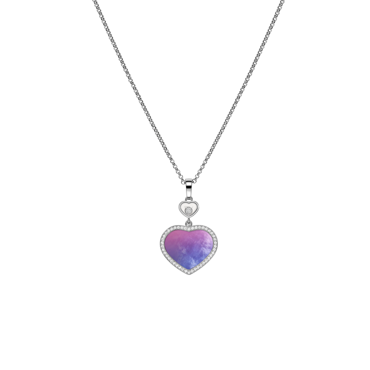 Chopard Collier Happy Hearts 79A074-1310 aus Weißgold und Perlmutt Inay mit Farbverlauf von rosa zu blau und einen Happy Diamond 