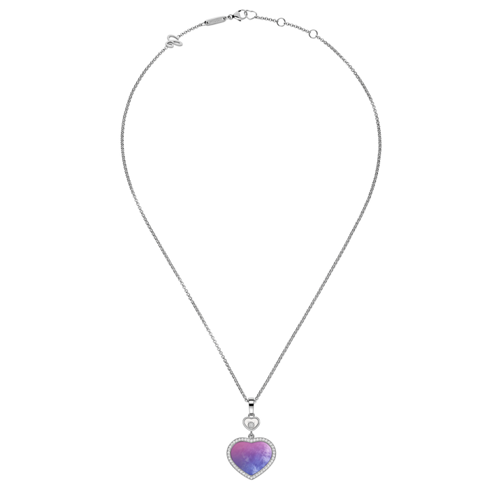Chopard Collier Happy Hearts 79A074-1310 aus Weißgold und Perlmutt Inay mit Farbverlauf von rosa zu blau und einen Happy Diamond 