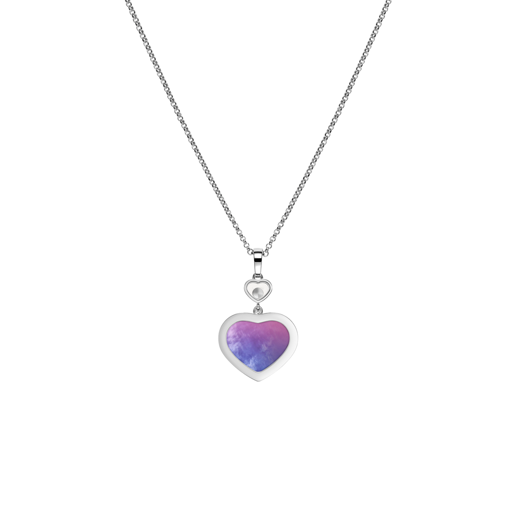 Chopard Collier Happy Hearts 79A074-1310 aus Weißgold und Perlmutt Inay mit Farbverlauf von rosa zu blau und einen Happy Diamond 