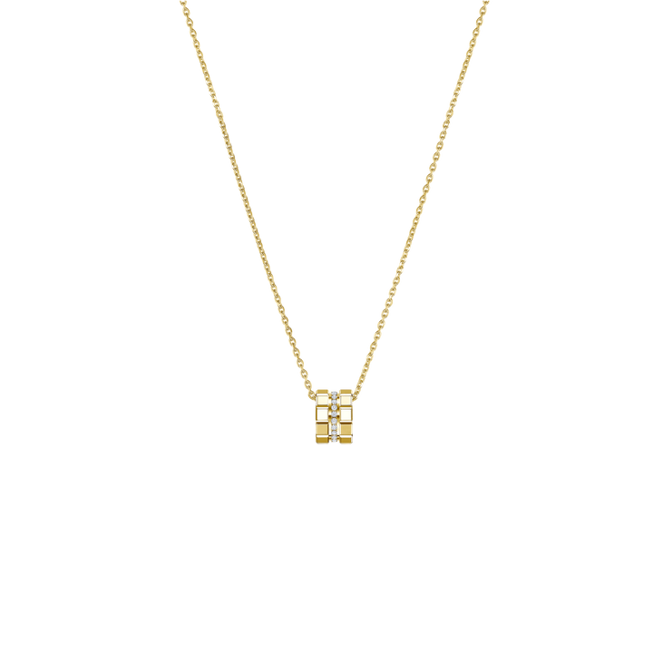 42cm lange Rundanker Kette von Chopard aus der Ice Cube Kollektion. Gelbgold Ronde im Ice Cube Design mit mittiger Diamant Fassung