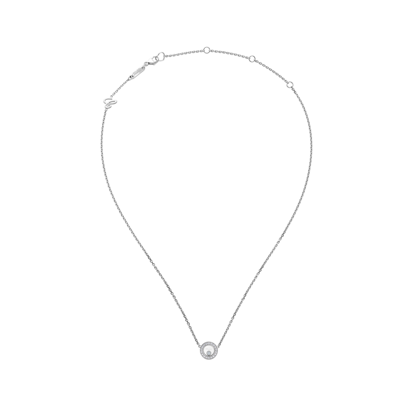Halskette für Damen von Chopard aus der Happy Diamonds-Kollektion mit der Referenz 81A017-1201 aus Weißgold mit Diamanten bei Juwelier Krebber
