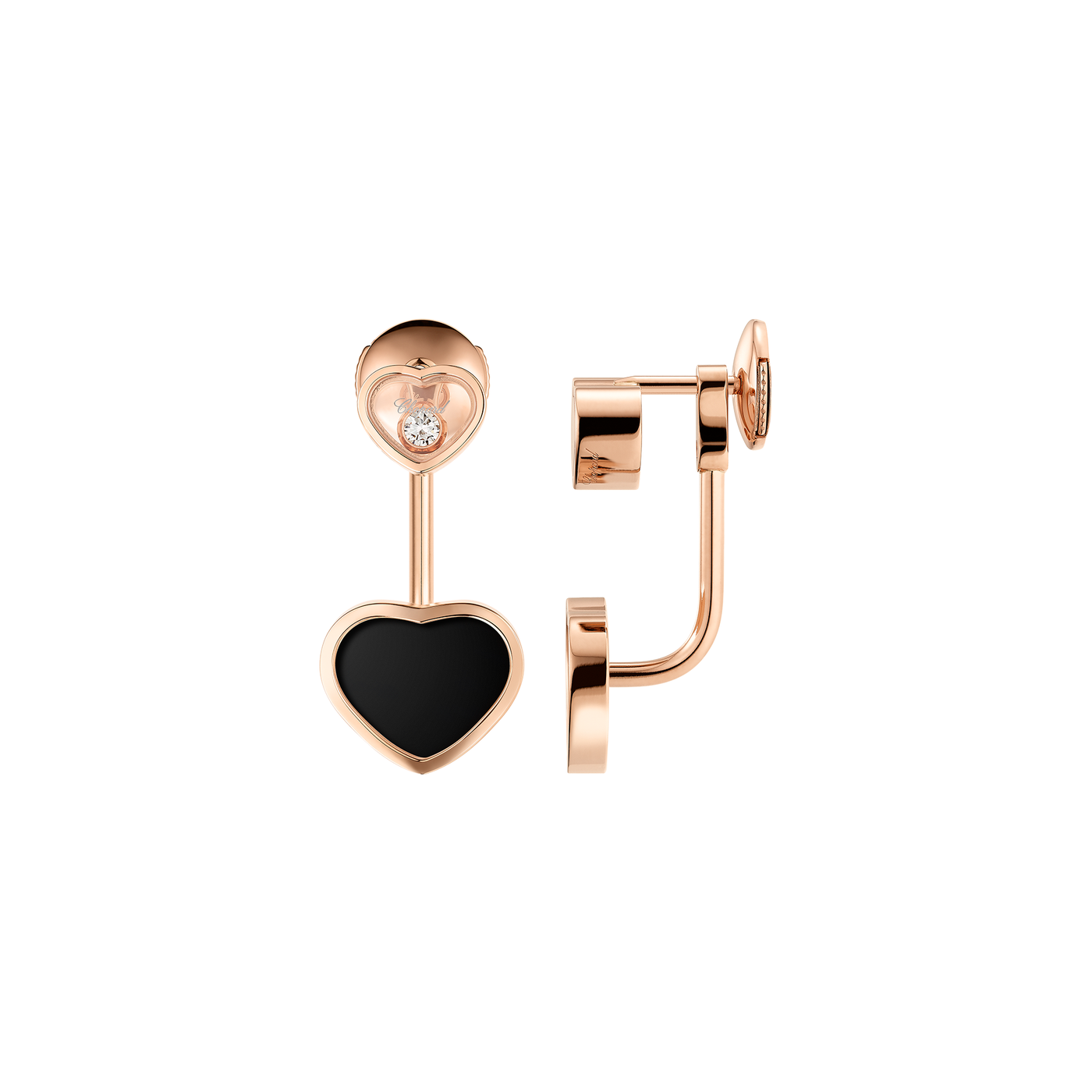 Ohrringe von Chopard aus der Happy Hearts-Kollektion mit der Referenz 83A082-5201 aus Roségold mit Diamanten und Farbsteine bei Juwelier Krebber
