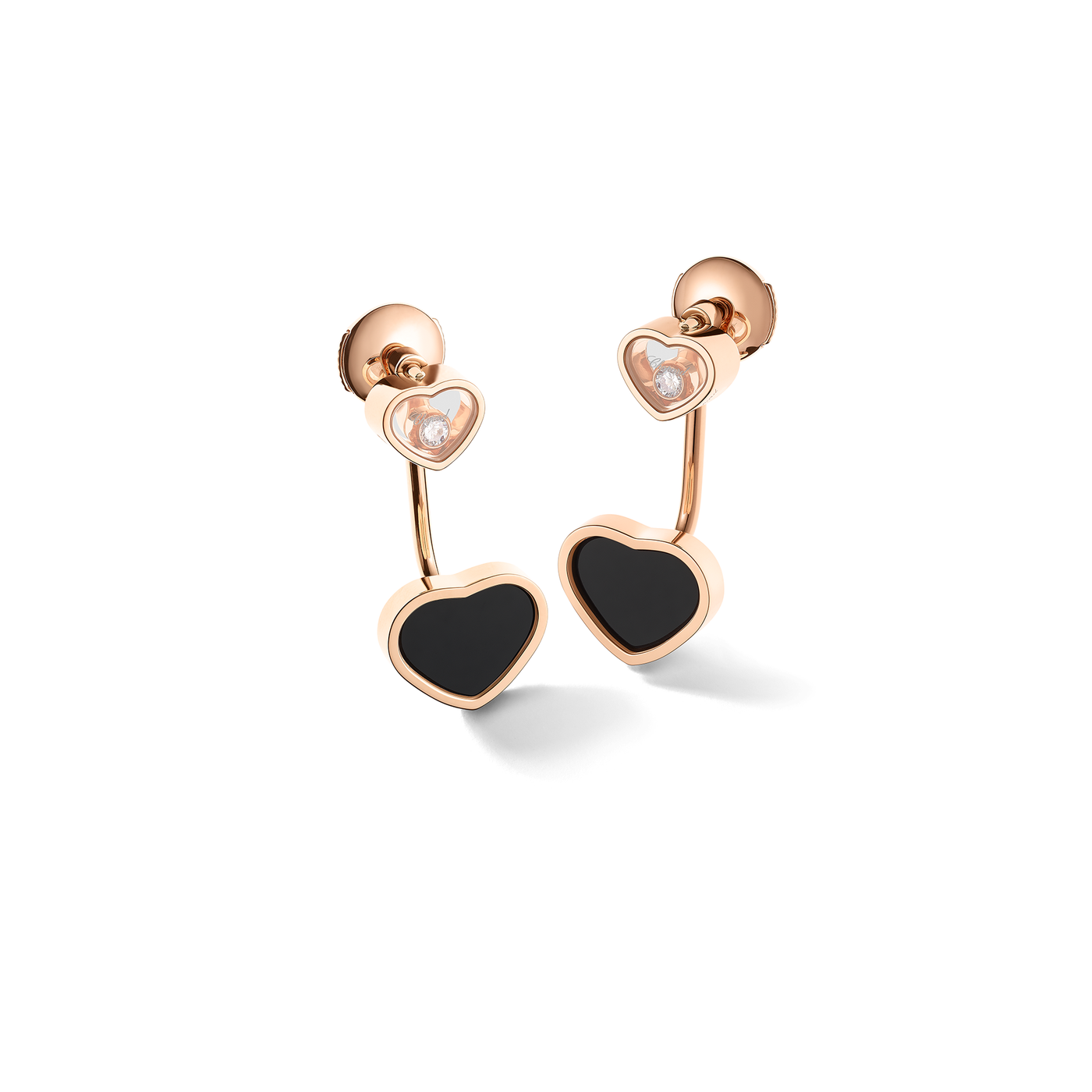 Ohrringe von Chopard aus der Happy Hearts-Kollektion mit der Referenz 83A082-5201 aus Roségold mit Diamanten und Farbsteine