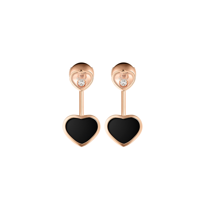 Ohrringe von Chopard aus der Happy Hearts-Kollektion mit der Referenz 83A082-5201 aus Roségold mit Diamanten und Farbsteine