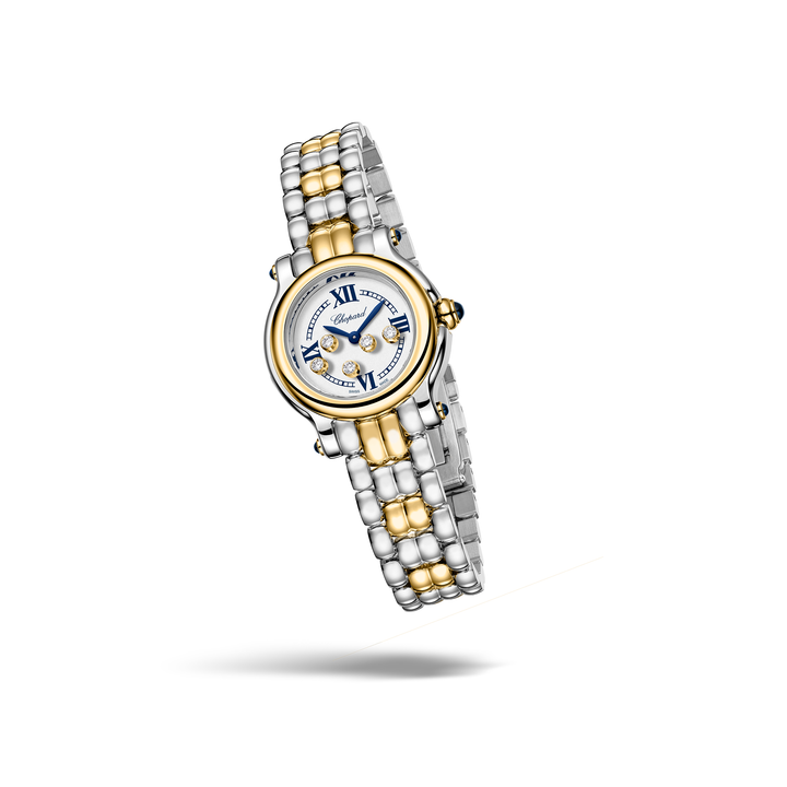 Chopard - Happy Sport The First - 278633-4001 – Quarzwerk – weiß, Gelbgold - 26 mm - Damenuhr bei Juwelier Krebber