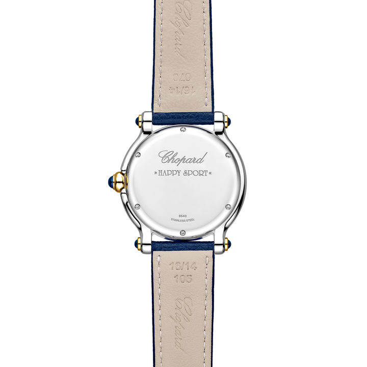 Chopard - Happy Sport The First - 278640-4002 – Quarzwerk – weiß, blau - 33 mm - Damenuhr mit Gehäuseboden aus Edelstahl