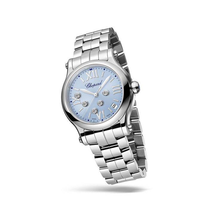 Chopard Happy Sport - 278582-3008 – Quarzwerk – blau - 36 mm - Damenuhr
mit 5 Diamanten