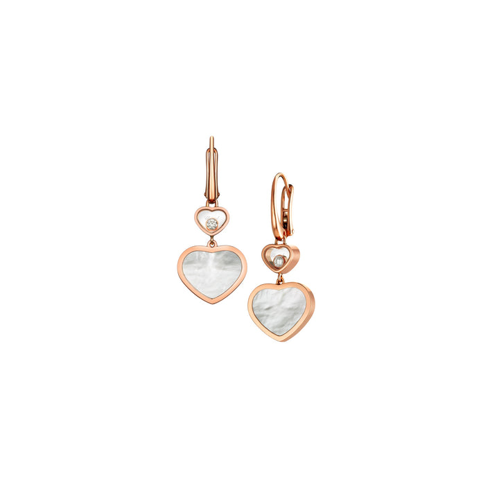 Chopard Ohrhänger Happy Hearts 837482-5310 aus Roségold , weißem Perlmutt und Happy Diamond