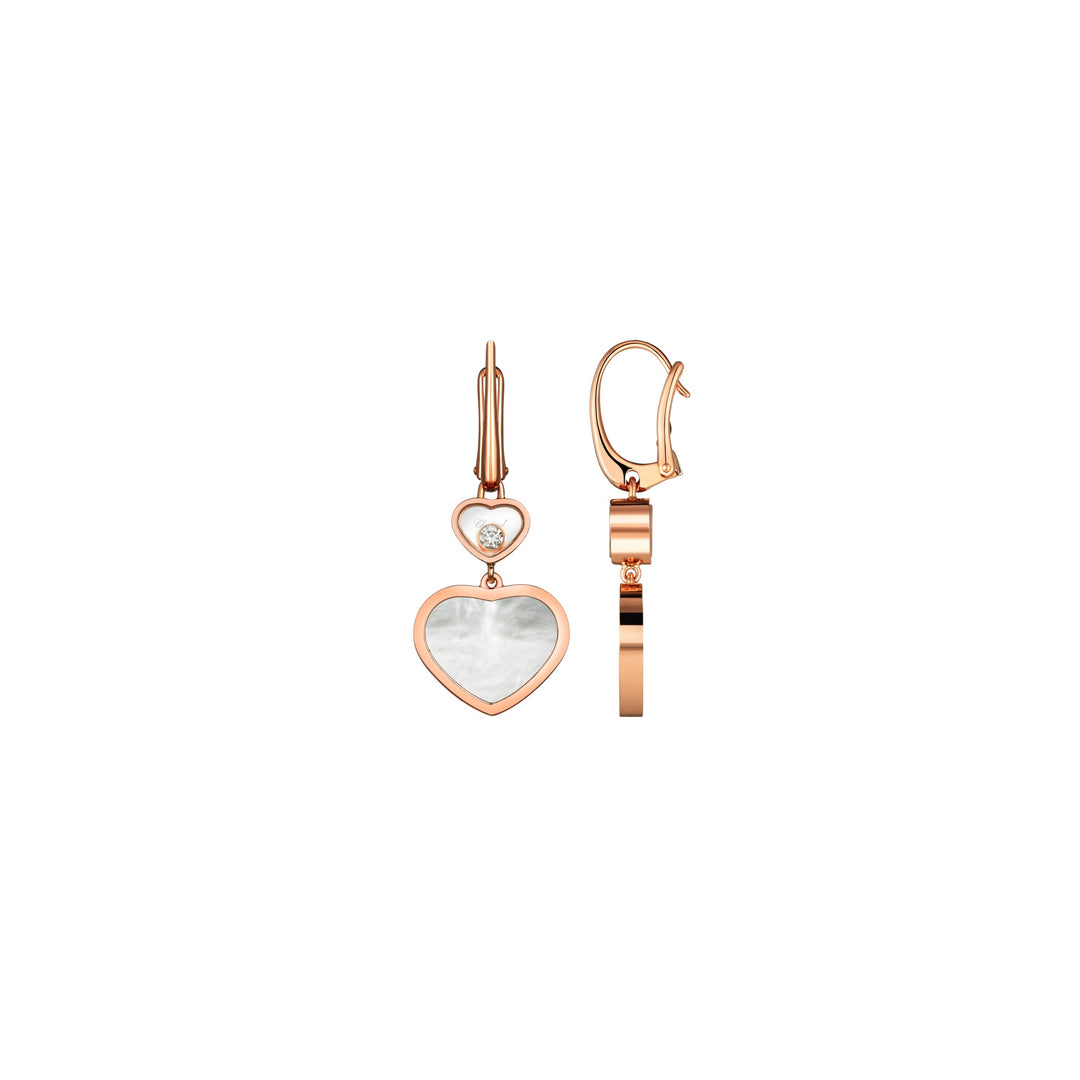 Chopard Ohrhänger Happy Hearts 837482-5310 aus Roségold , weißem Perlmutt und Happy Diamond