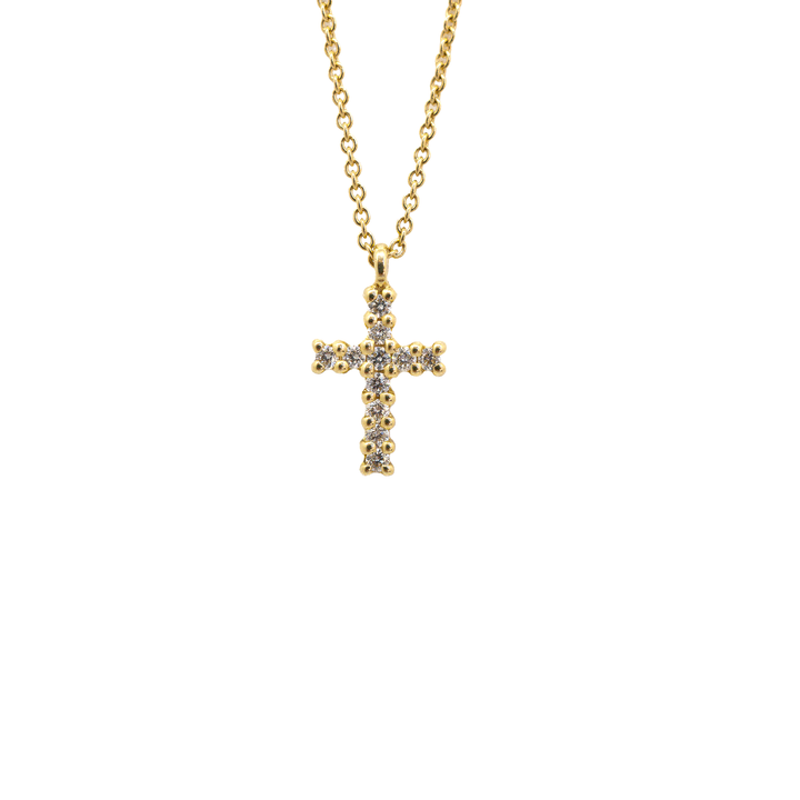 Krebber - Halskette Kreuz - 024-0630-1-GG - Gelbgold - Diamanten - Halskette für Damen