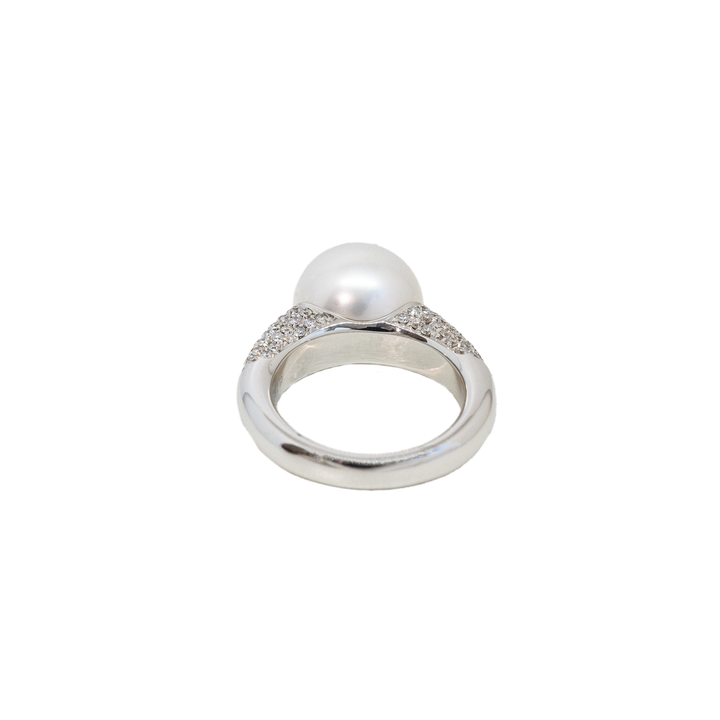 Krebber Perlenring 000-1132 NS aus Weißgold Südseeperle und Diamanten