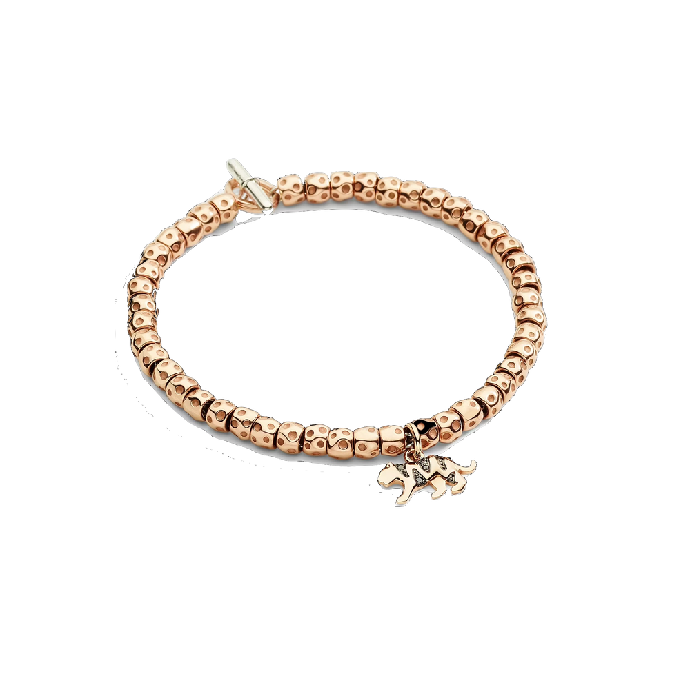 Dodo Charm Tiger DMC6028-TIGER-DBK9R aus Roségold und schwarzen Diamanten als Streifen.
