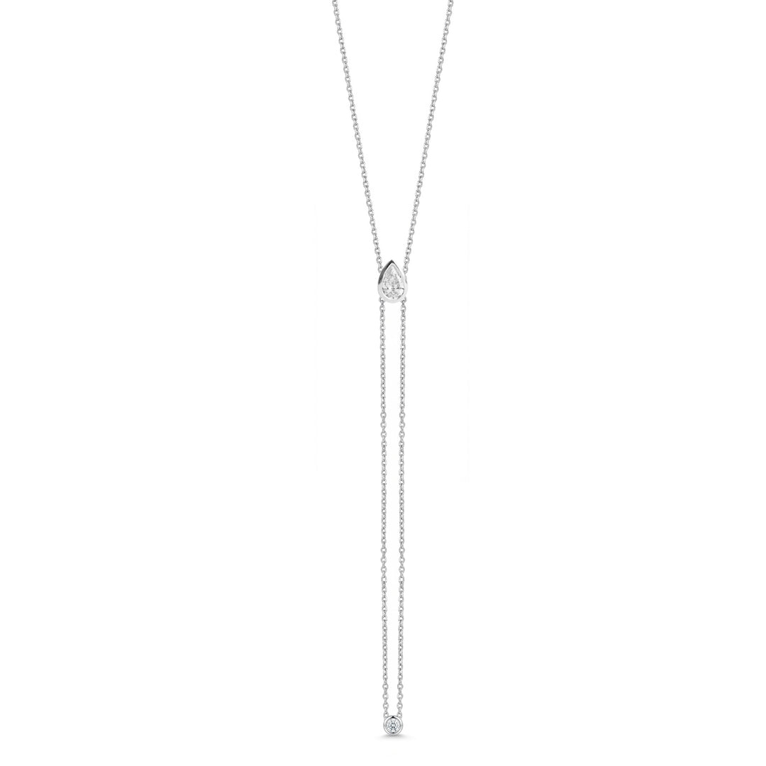 Demeglio Collier CPLPEAR30DBOB aus Weißgold einen Diamanten im Tropfen-Schiliff und einem kleinen Diamanten im Brillantschliff. 