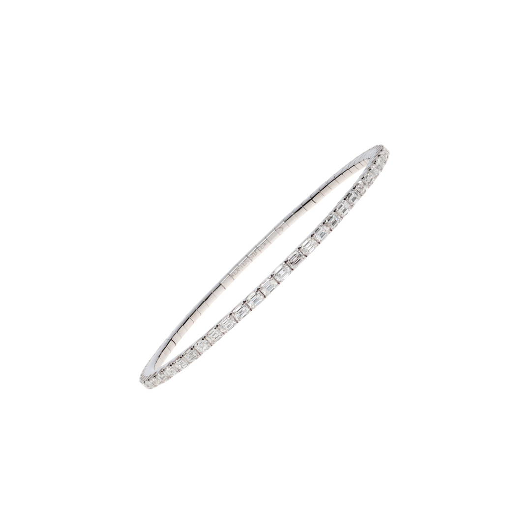 Demeglio Tennisarmband BTE10SDB aus Weißgold und weißen Diamanten im Emerald-Schliff.