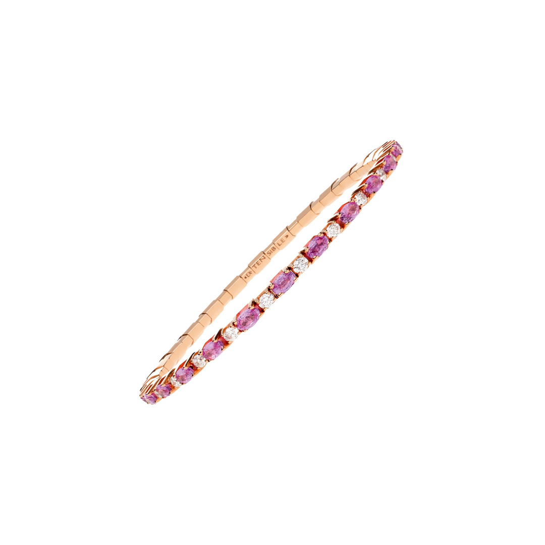 Demeglio Tennisarmband BTE4X3+10ZRDB aus Roségold , Diamanten und Safiren. 