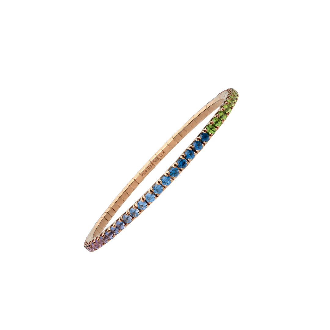 flexibles Tennisarmband von Krebber mit der Referenz BTE10RBWOR aus Roségold und Titan mit Farbsteinen