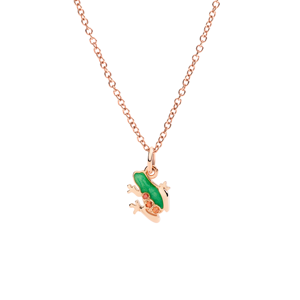 DoDo Anhänger - Frosch aus Roségold und Emaile und Saphiren – DMC5004_FROGX_VZO9R – Roségold, Emaile, Farbsteine – Anhänger für Damen bei Juwelier Krebber