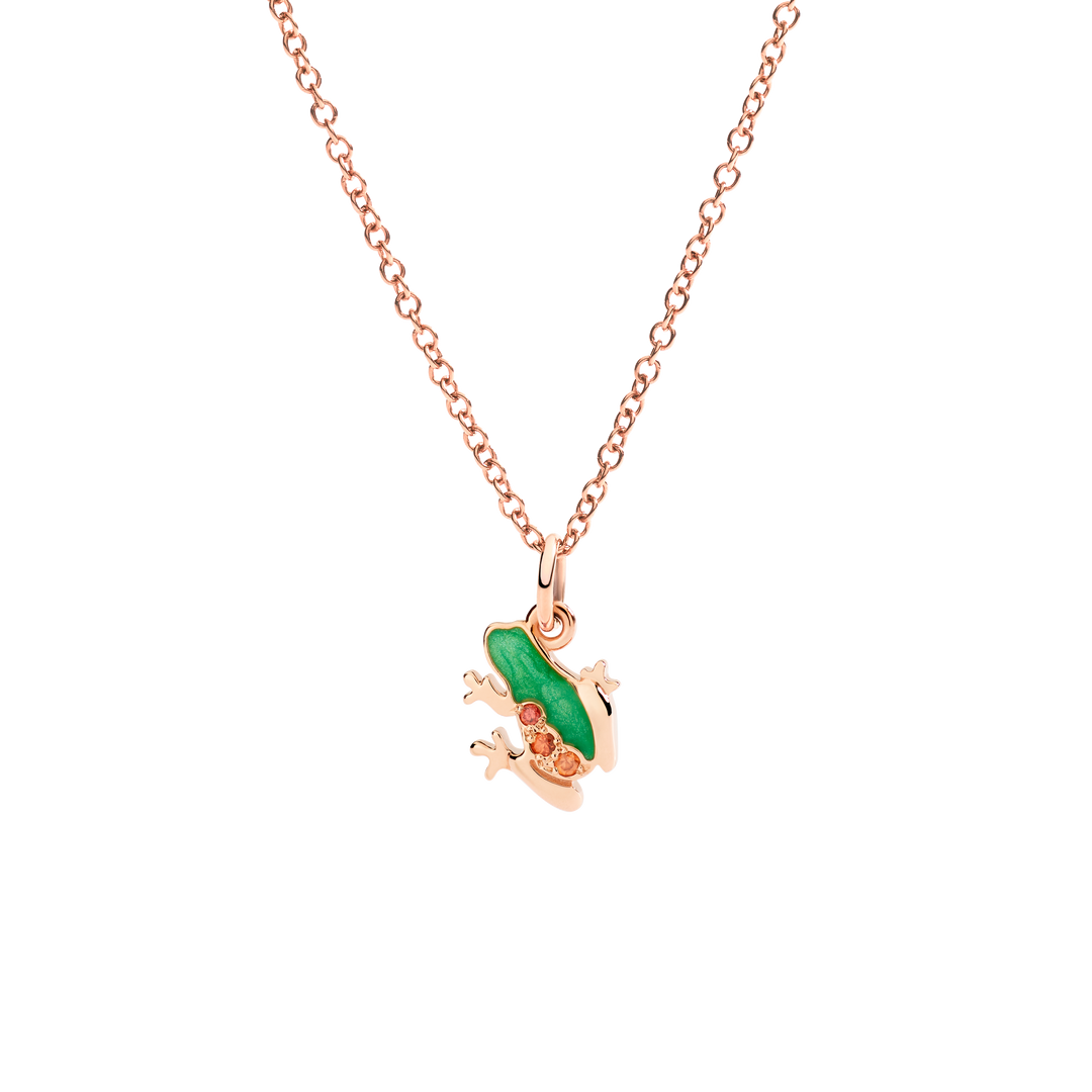 DoDo Anhänger - Frosch aus Roségold und Emaile und Saphiren – DMC5004_FROGX_VZO9R – Roségold, Emaile, Farbsteine – Anhänger für Damen bei Juwelier Krebber