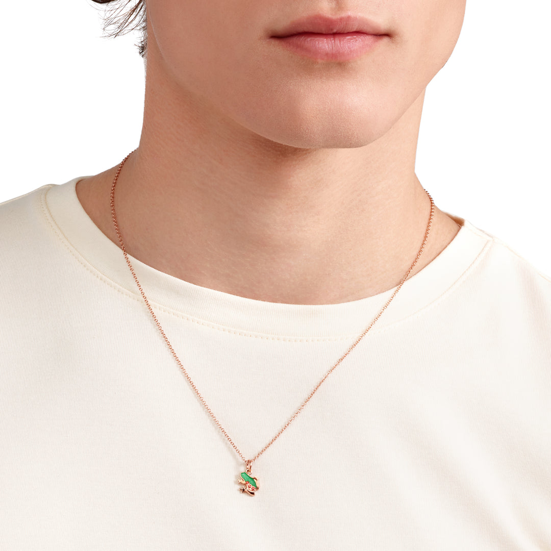 DoDo Anhänger - Frosch aus Roségold und Emaile und Saphiren – DMC5004_FROGX_VZO9R – Roségold, Emaile, Farbsteine – Anhänger für Damen