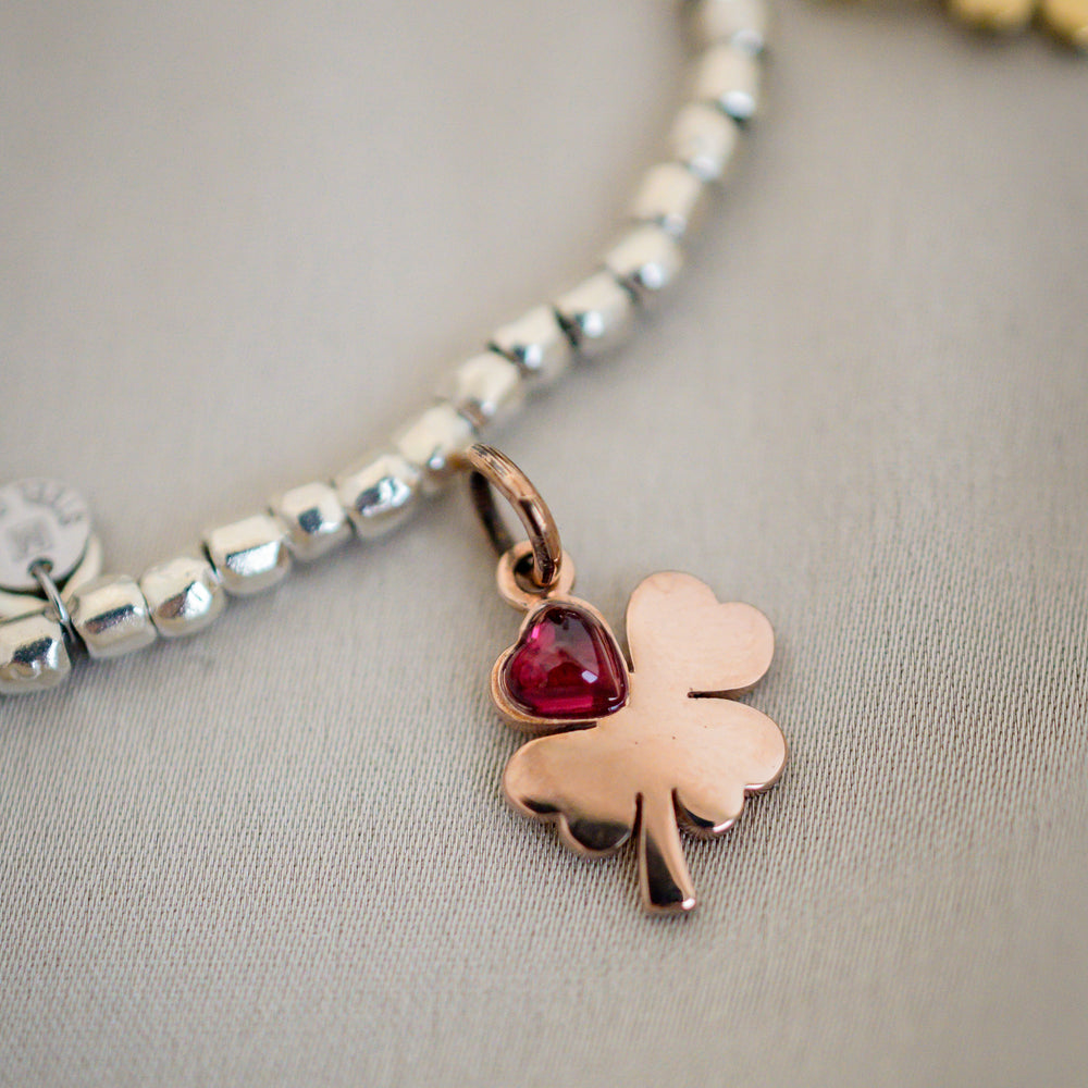 Dodo - Charm&nbsp;- Kleeblatt -DMEVO_QD_9_SR - Roségold - Emaille - Anhänger