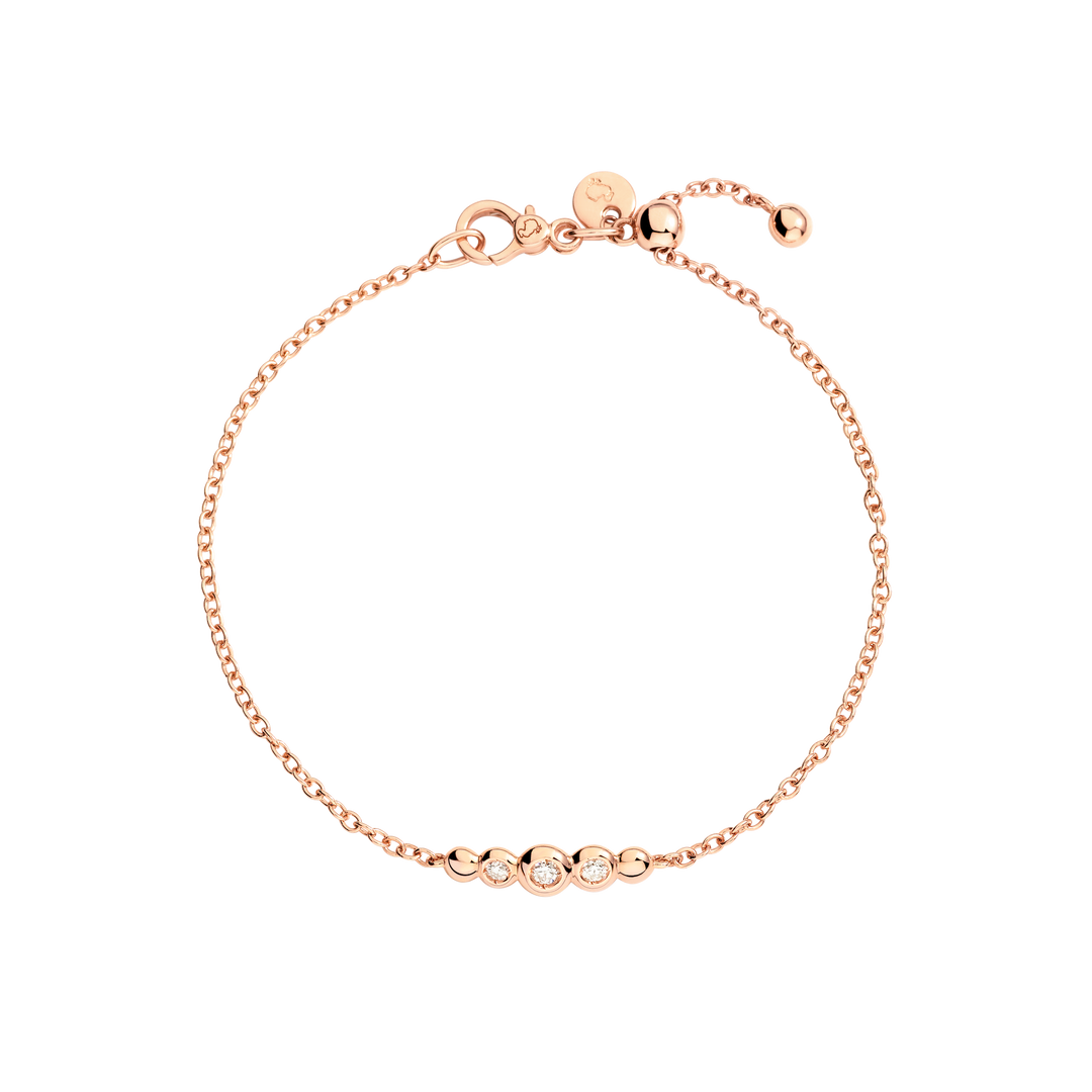 Dodo Bollicine Armband DBC4004_BOLLI_DB09R aus Roségold und 3 Diamanten.