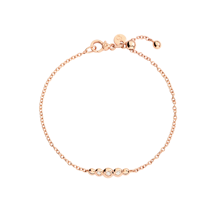 Dodo Bollicine Armband DBC4004_BOLLI_DB09R aus Roségold und 3 Diamanten.