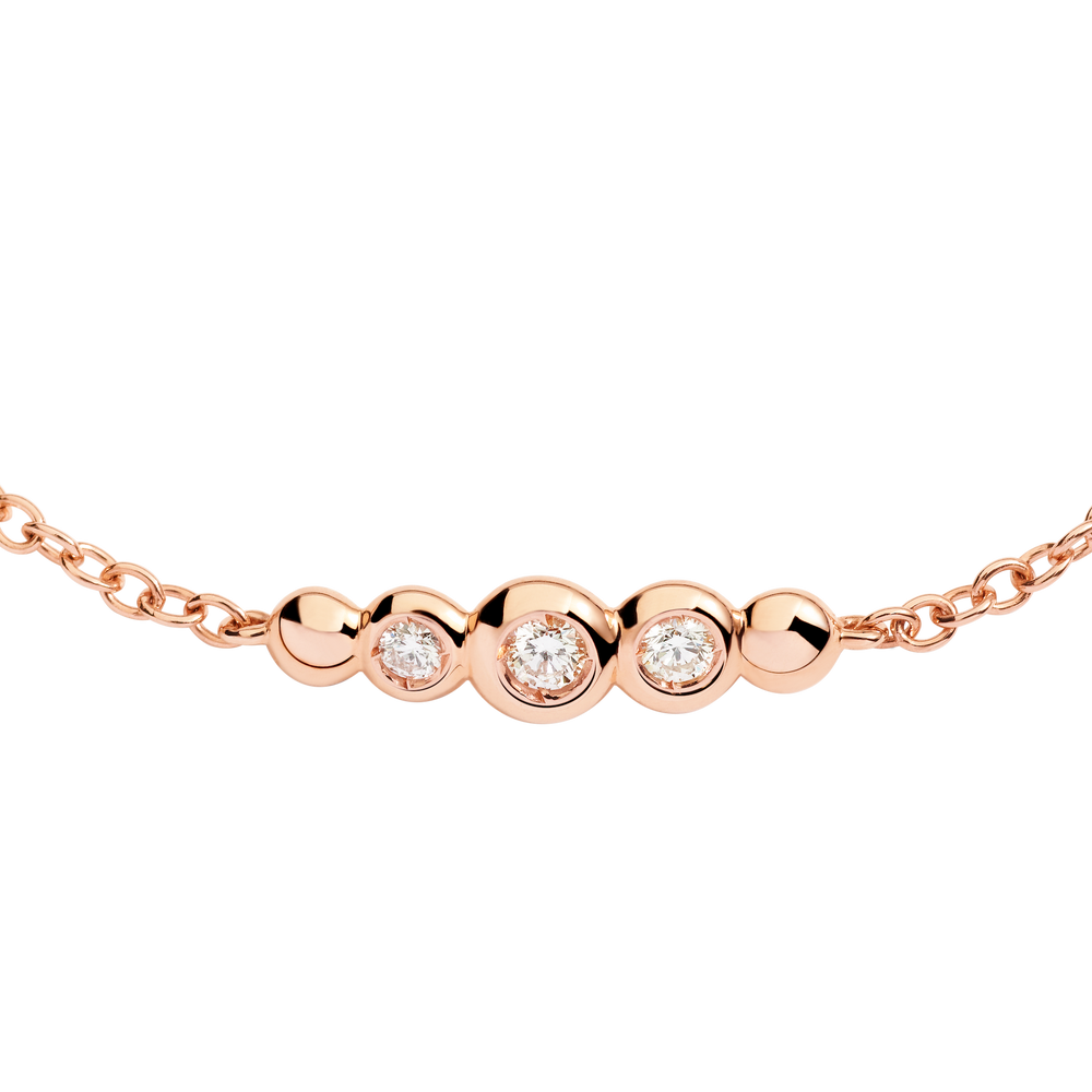 Dodo Bollicine Armband DBC4004_BOLLI_DB09R aus Roségold und 3 Diamanten.