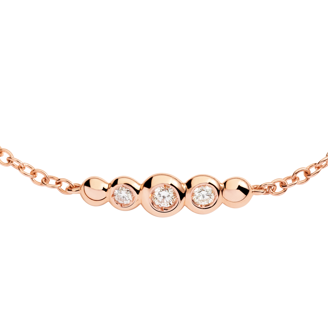 Dodo Bollicine Armband DBC4004_BOLLI_DB09R aus Roségold und 3 Diamanten.