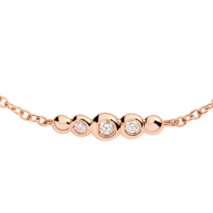 Dodo Bollicine Armband DBC4004_BOLLI_DB09R aus Roségold und 3 Diamanten.