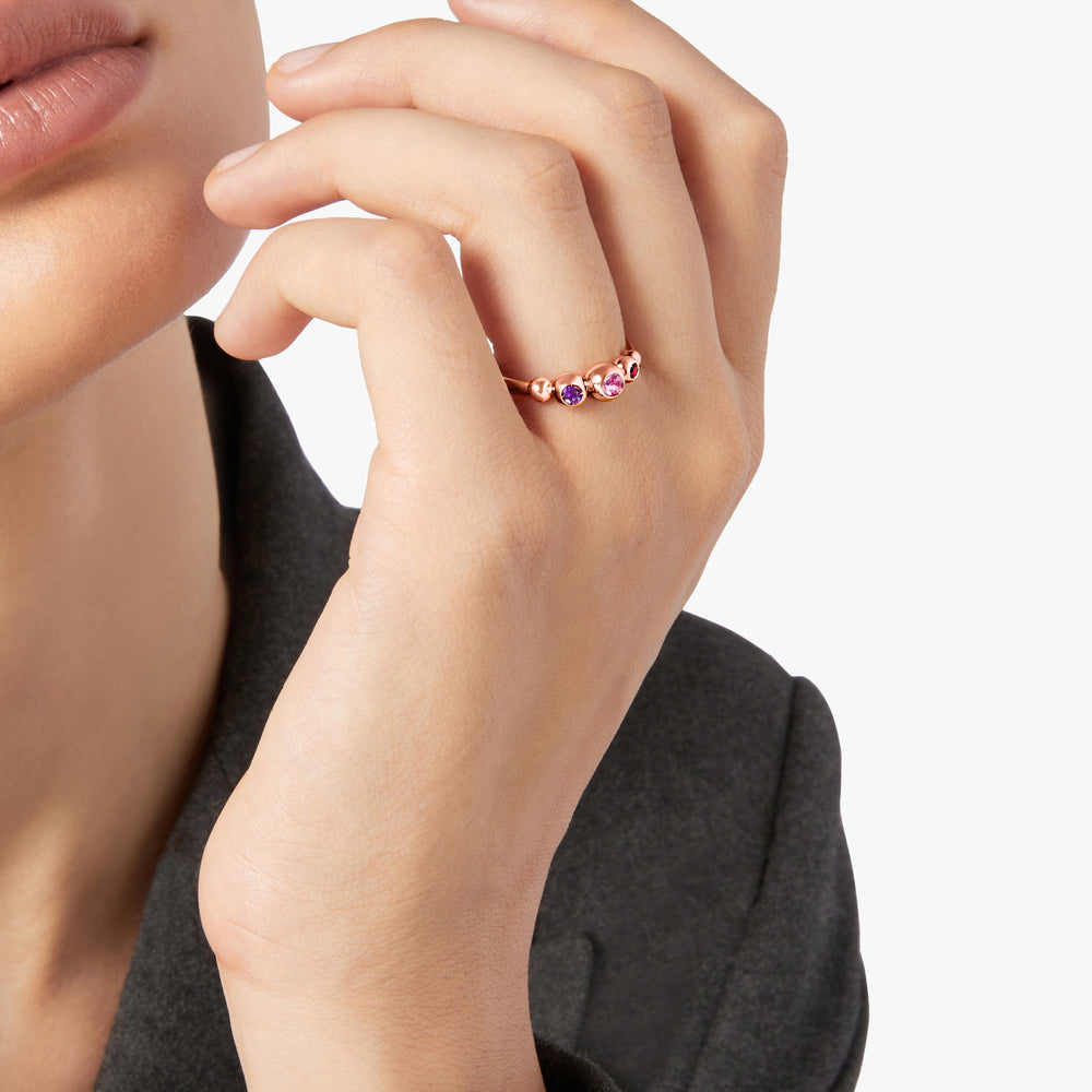 DoDo Ring Bollicine – DAC3006_BOLLI_ZRI9R – Roségold – Farbsteine - Damenring