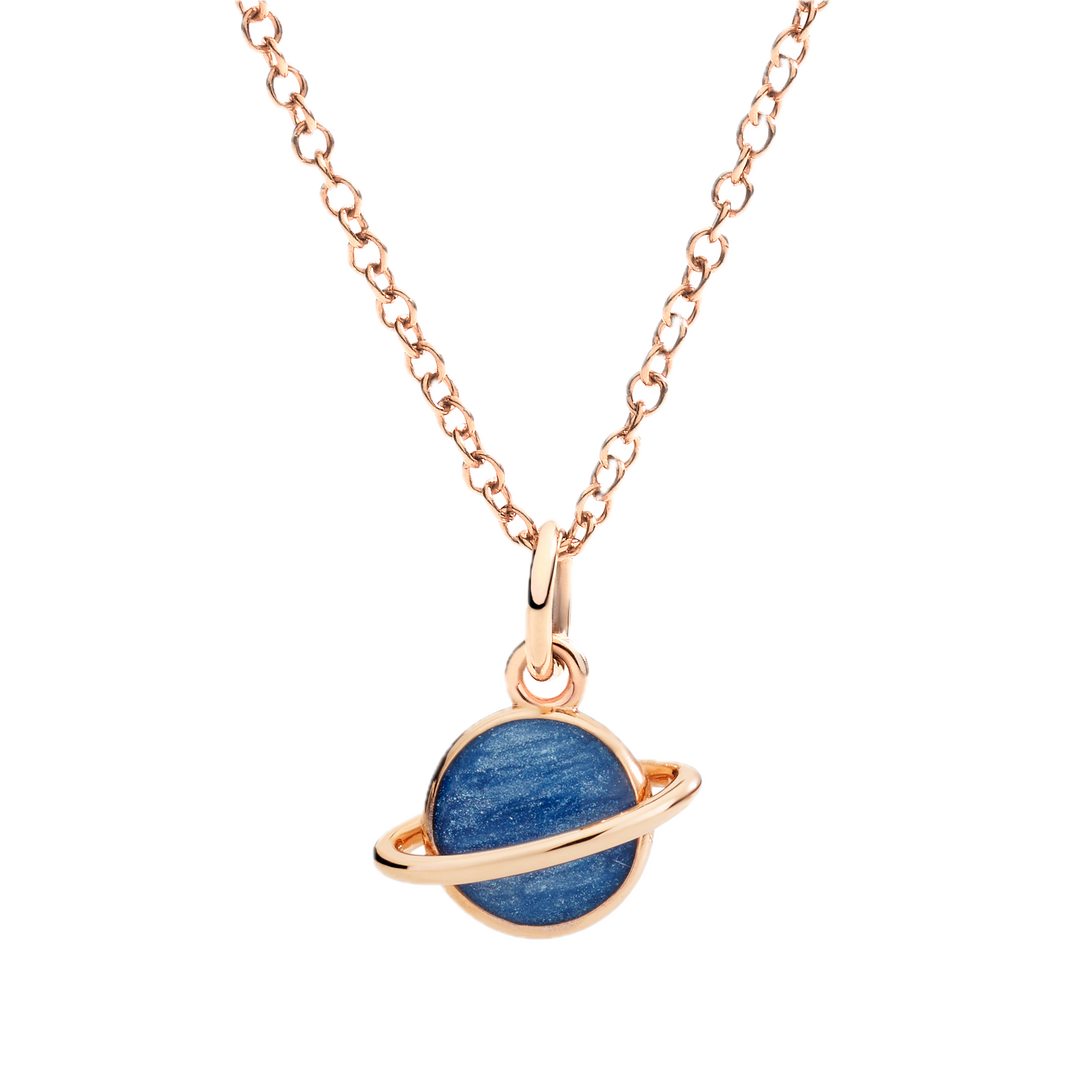 Dodo Charm Planet DMC5015-UNIVE-EBPG9 aus Roségold und blau glitzernder Emaille.