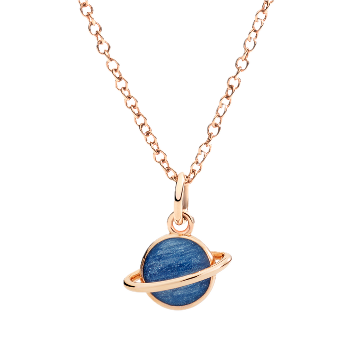 Dodo Charm Planet DMC5015-UNIVE-EBPG9 aus Roségold und blau glitzernder Emaille.