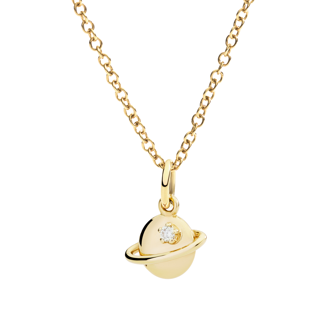 Dodo Charm Planet DMC5019-UNIVE-DB09G aus Gelbgold und einem Diamanten.