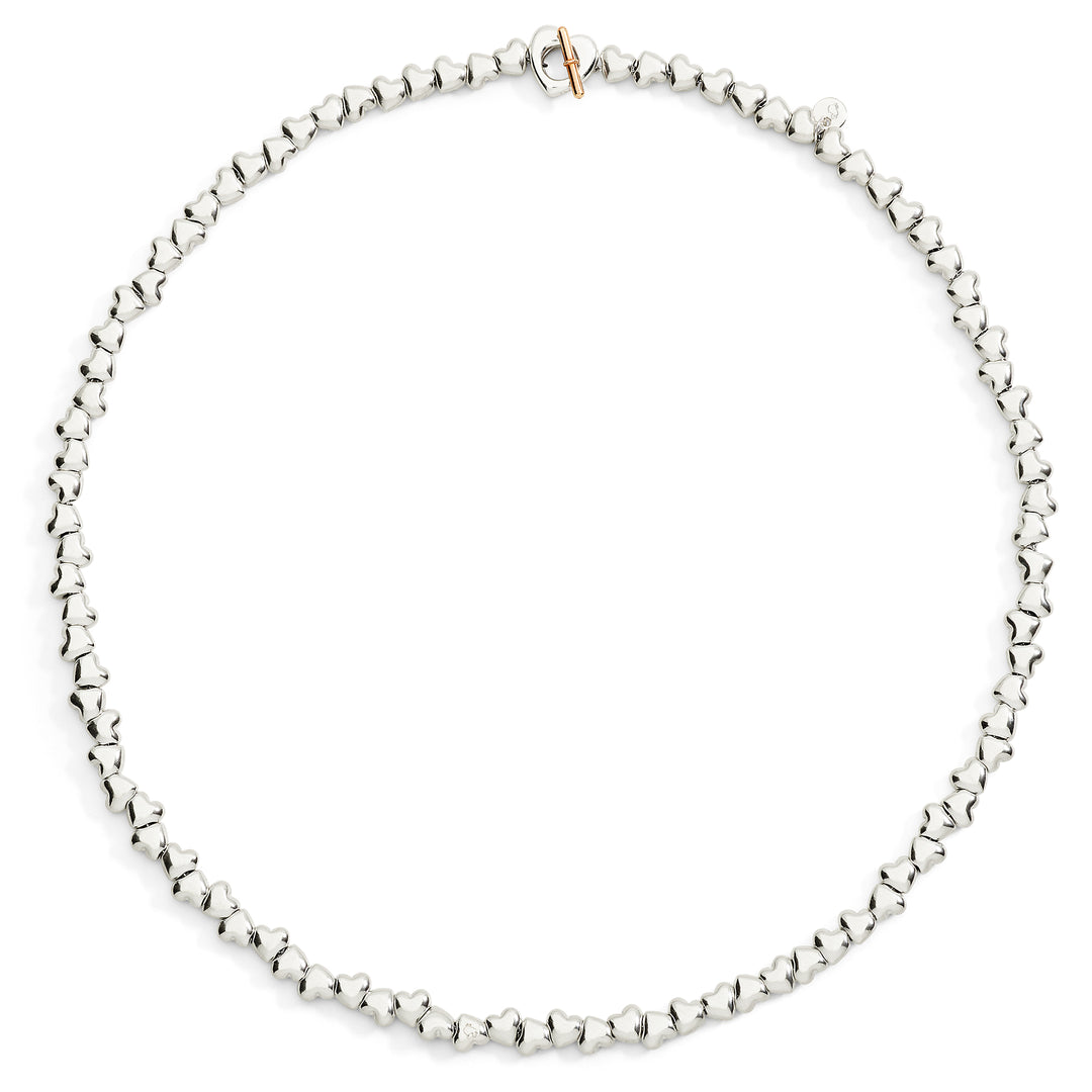 Dodo Halskette DCC6005-HEART-MIX9A aus polierten Herz Komponenten in Silber