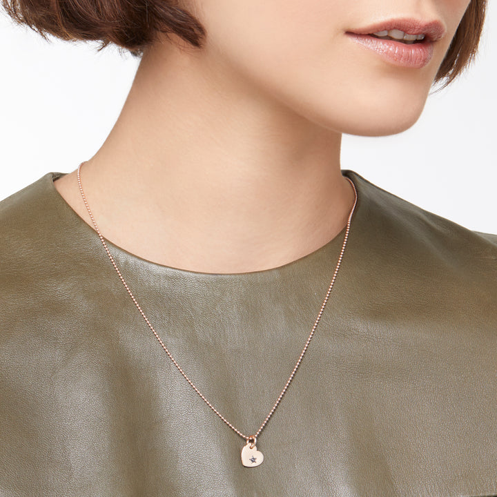 DoDo Herz Anhänger - DMB7037_HEARL_DBK9R - Roségold - schwarzer Diamant - Anhänger für Damen für Damen