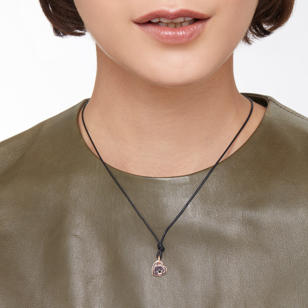 DoDo Herz Anhänger - DMB7037_HEARL_DBK9R - Roségold - schwarzer Diamant - Anhänger für Damen