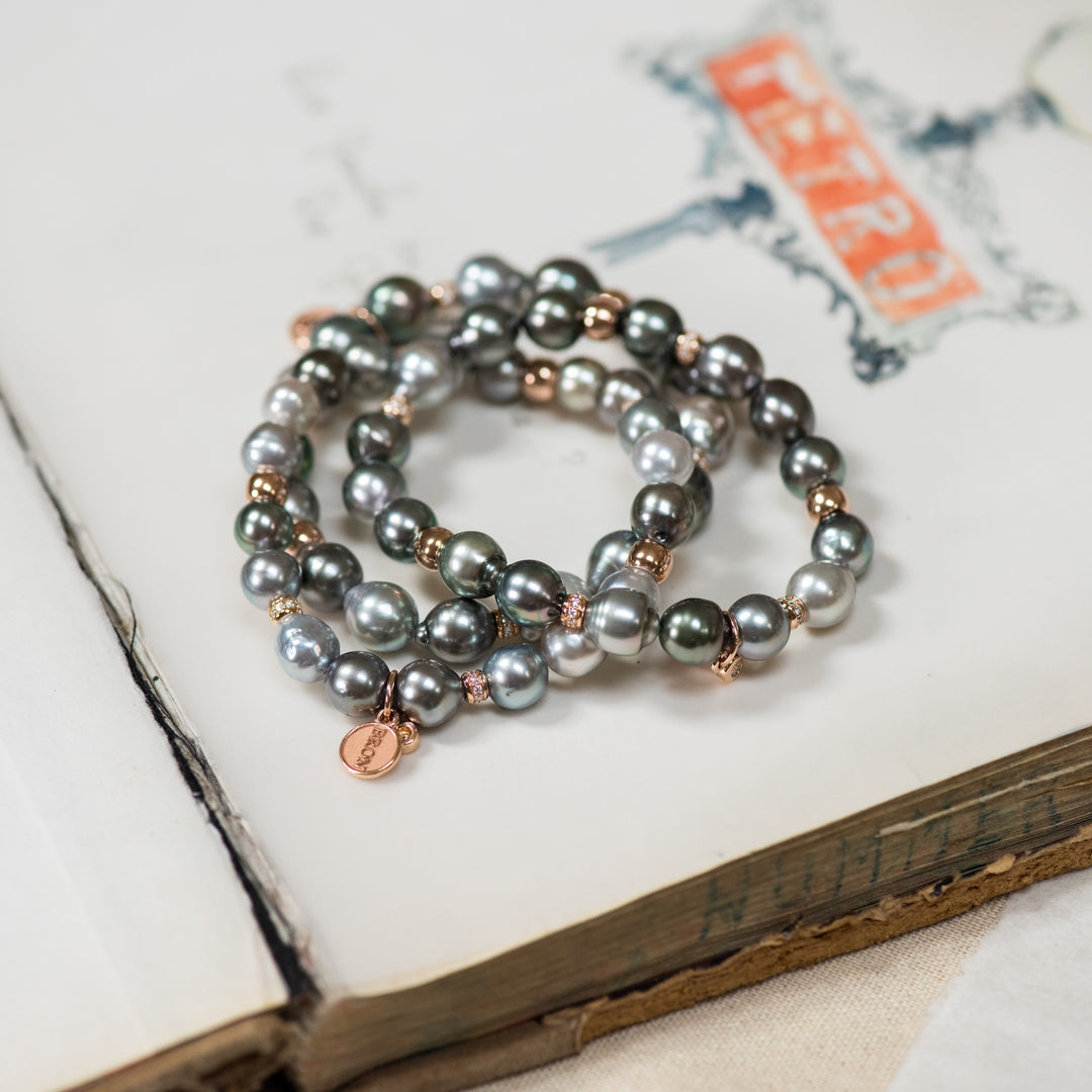 Armband von Bron aus der Reflex-Kollektion mit der Referenz 8AR4037THB8BR aus Roségold mit Diamanten und Perlen