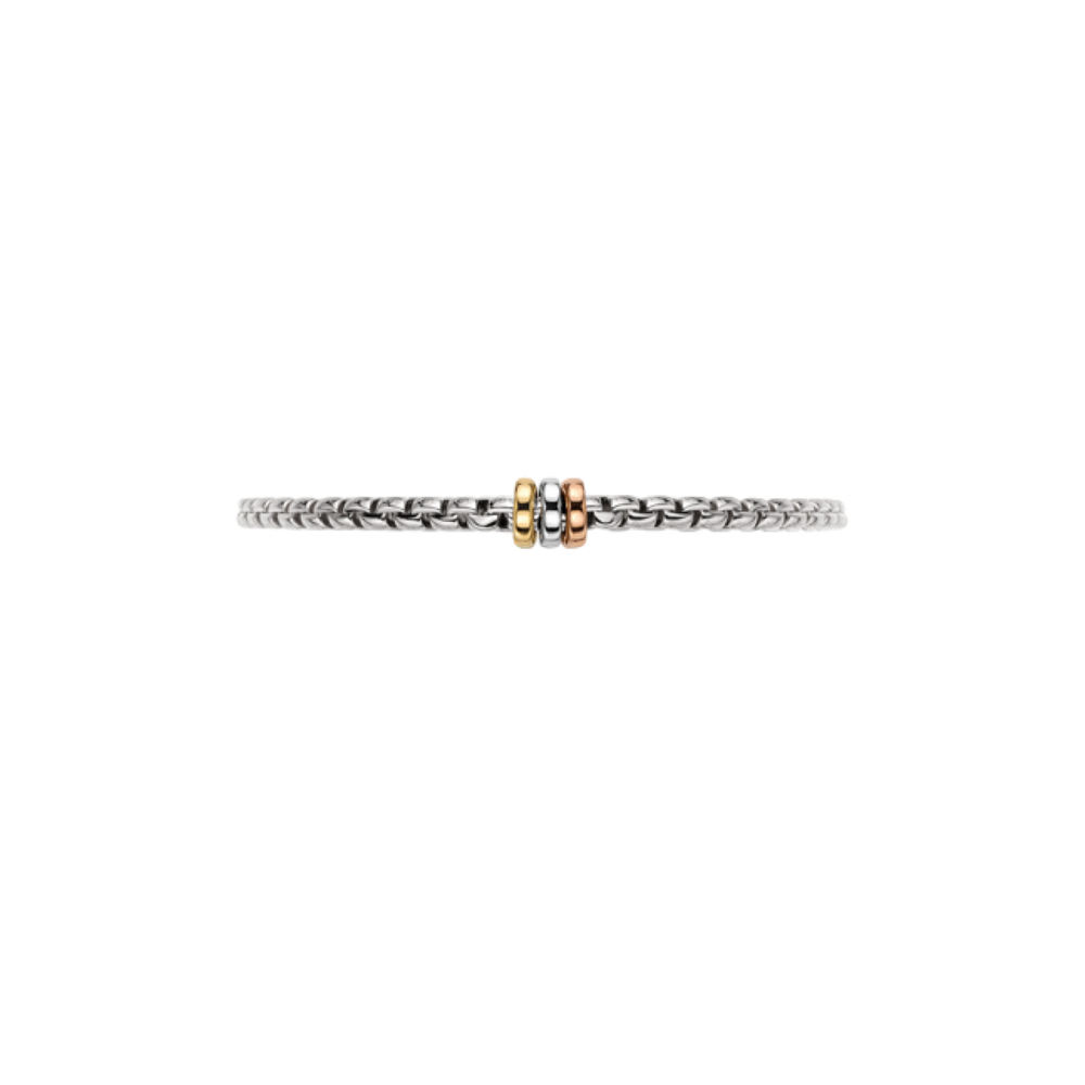 Fope Armband Eka Tiny aus Weißgold und drei Ronden in Rosé,- Gelb- und Weißgold