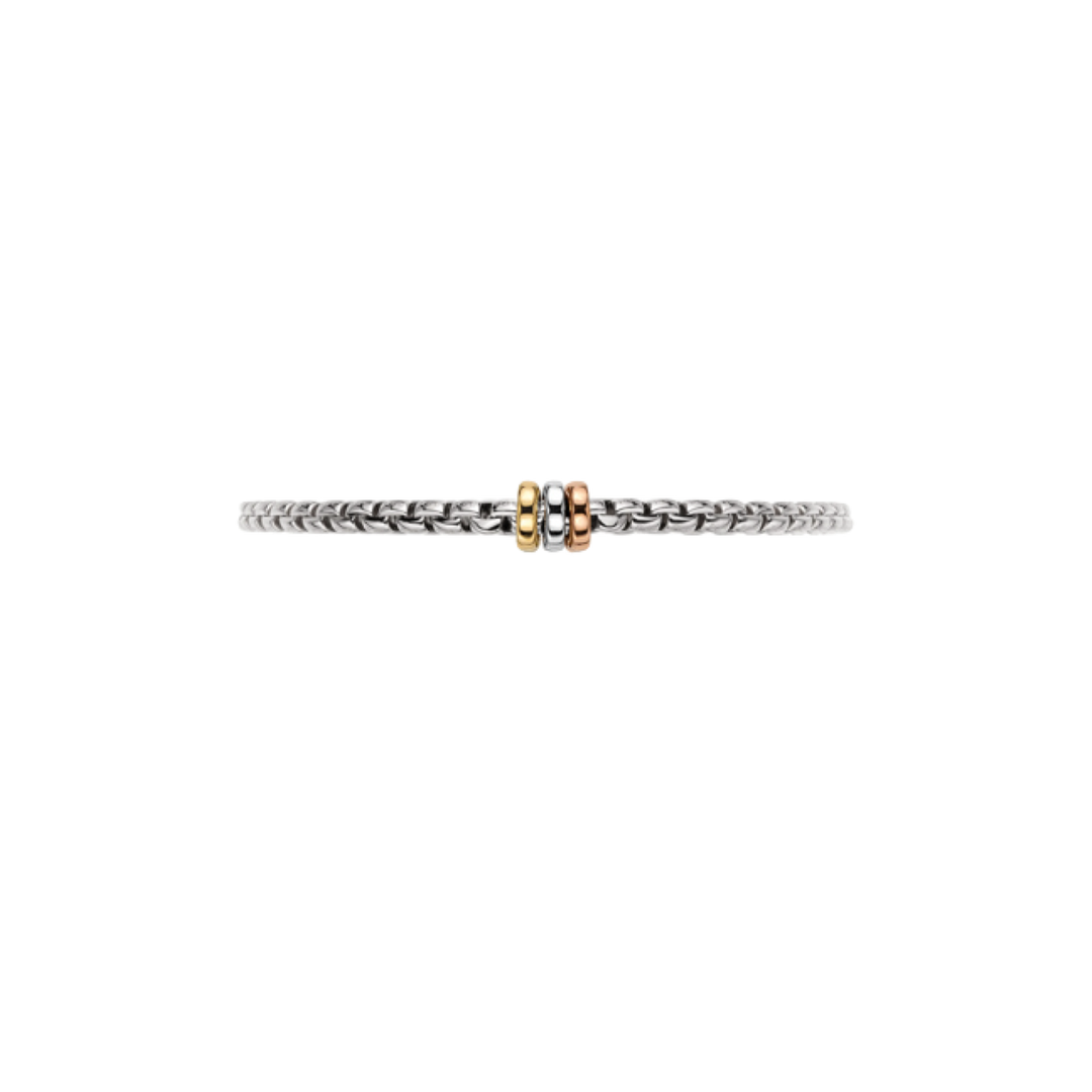 Fope Armband Eka Tiny aus Weißgold und drei Ronden in Rosé,- Gelb- und Weißgold